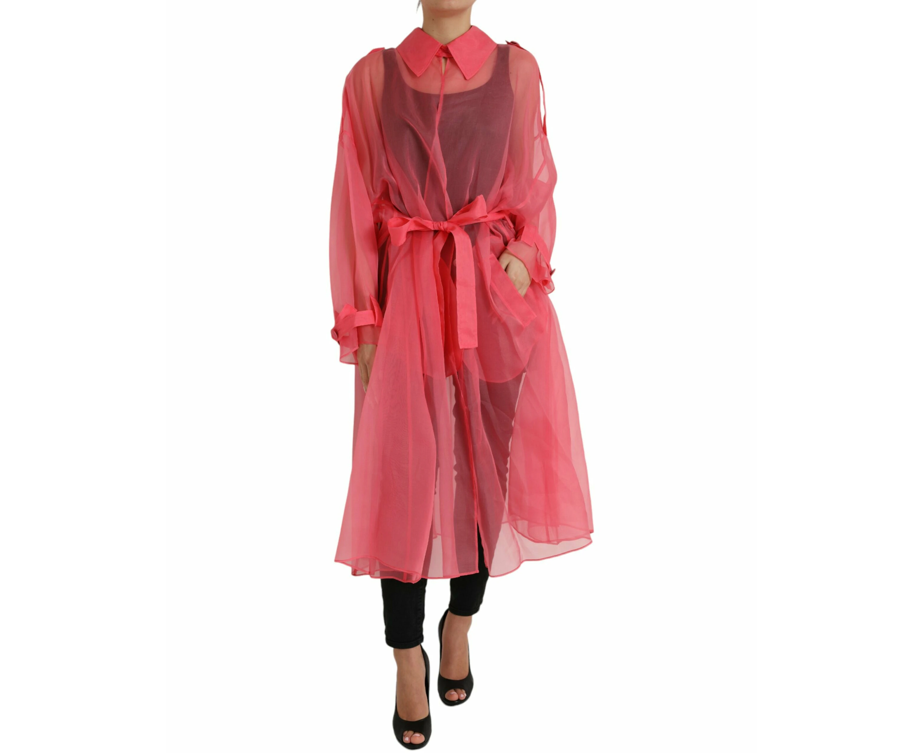 Dolce & Gabbana Elegant Pink Silk Long Jacket