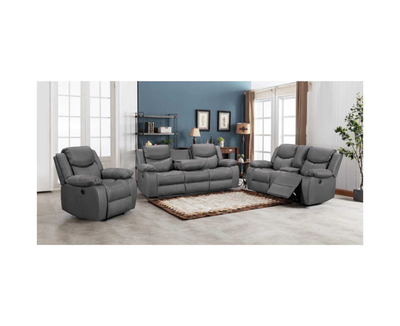 BT Urban Fabric Upholstered Power Motion 3 Seater Electric Recliner