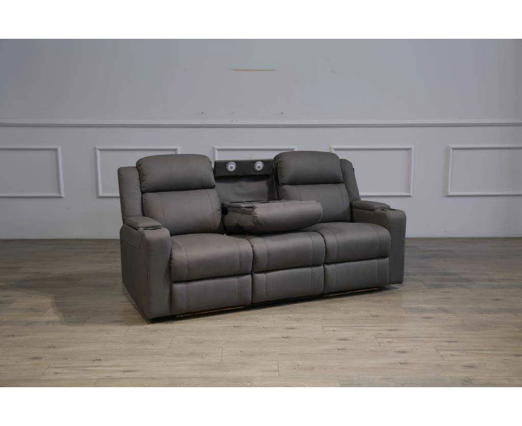 VI Academy Fabric 3 Seater Recliner Lounge with Multimedia