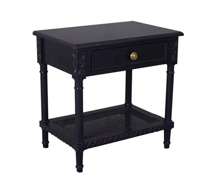 DA Polo 1 Drawer Black Bedside Table