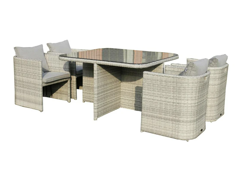 VI Stella Wicker Wrapped Outdoor Dining Table with 4 Armchair Setting