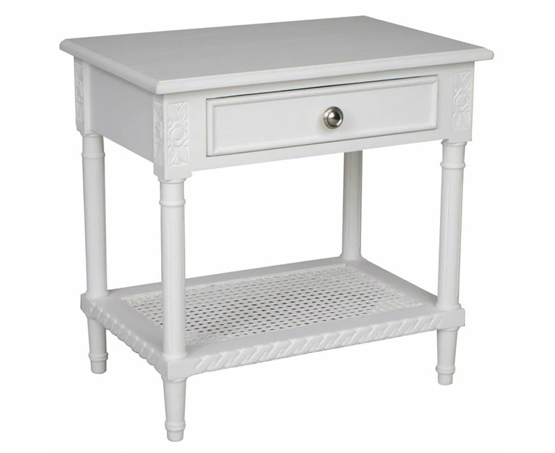 DA Polo 1 Drawer White Bedside Table