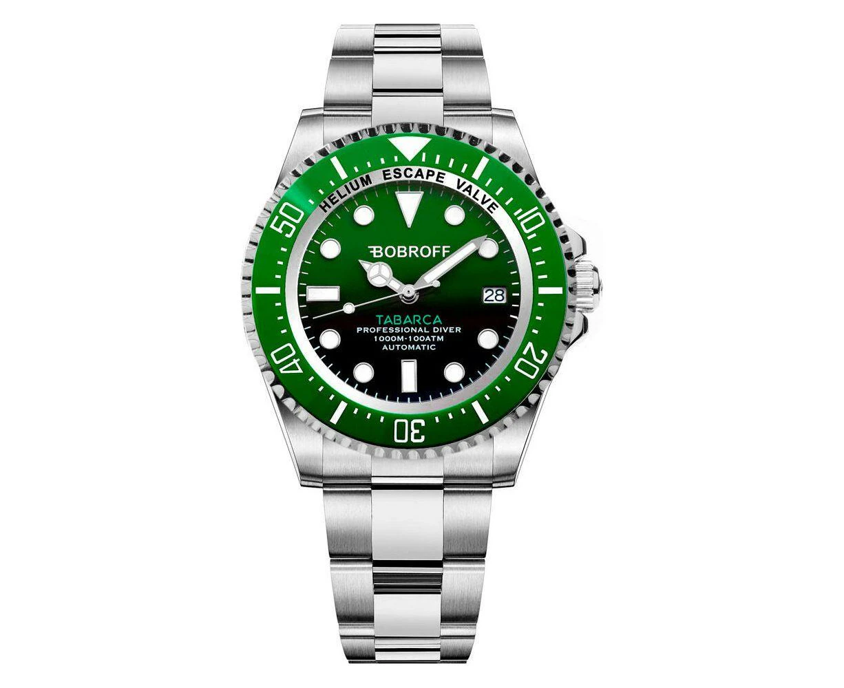 Bobroff Bf0002bv Men's Automatic Stainless Steel Wristwatch Ø 42mm Silver/green  Introducing The Bobroff Bf0002bv Men's Automatic Stainless Steel Wri