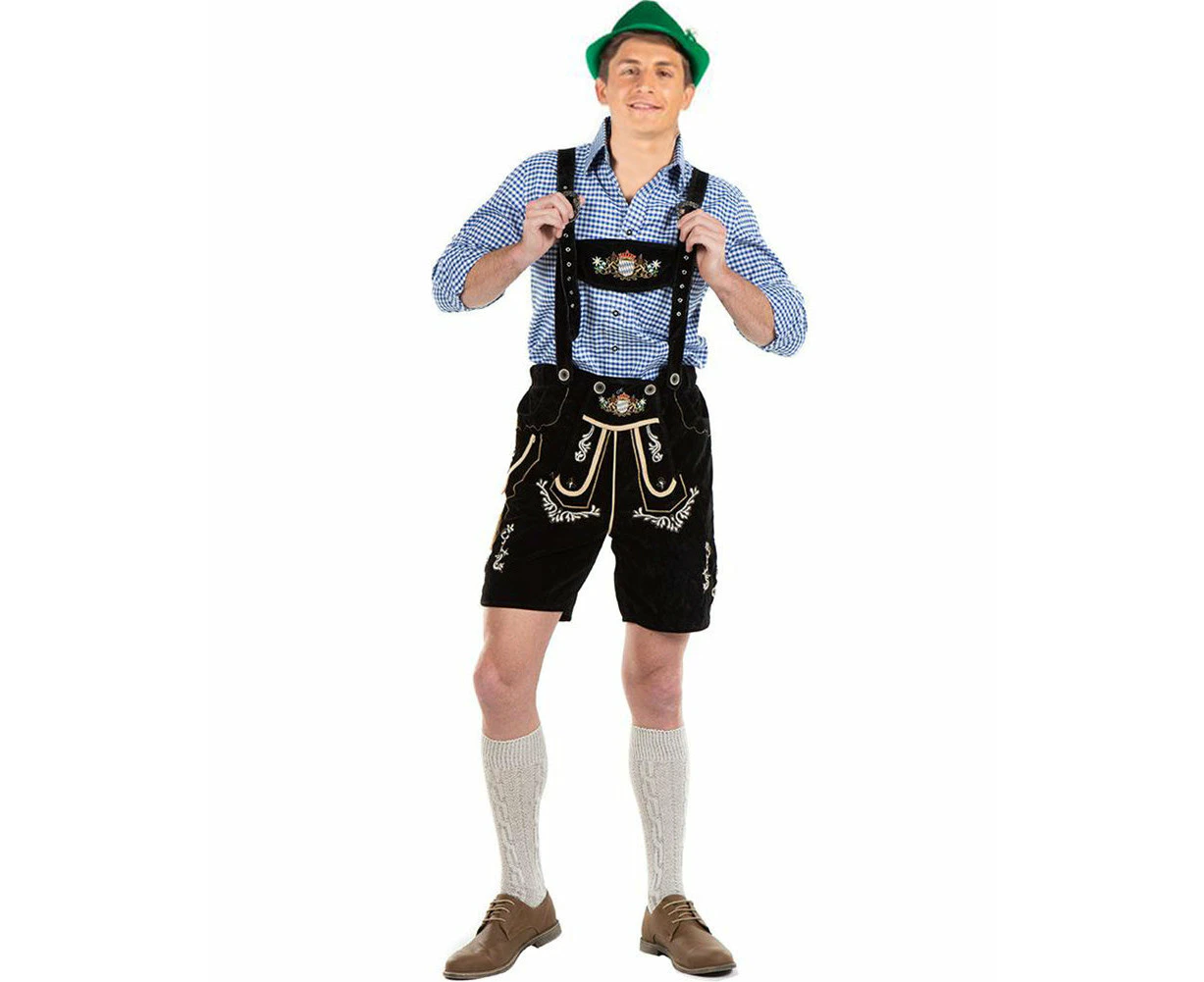 Oskar Deluxe Black Lederhosen Plus Size Mens Costume