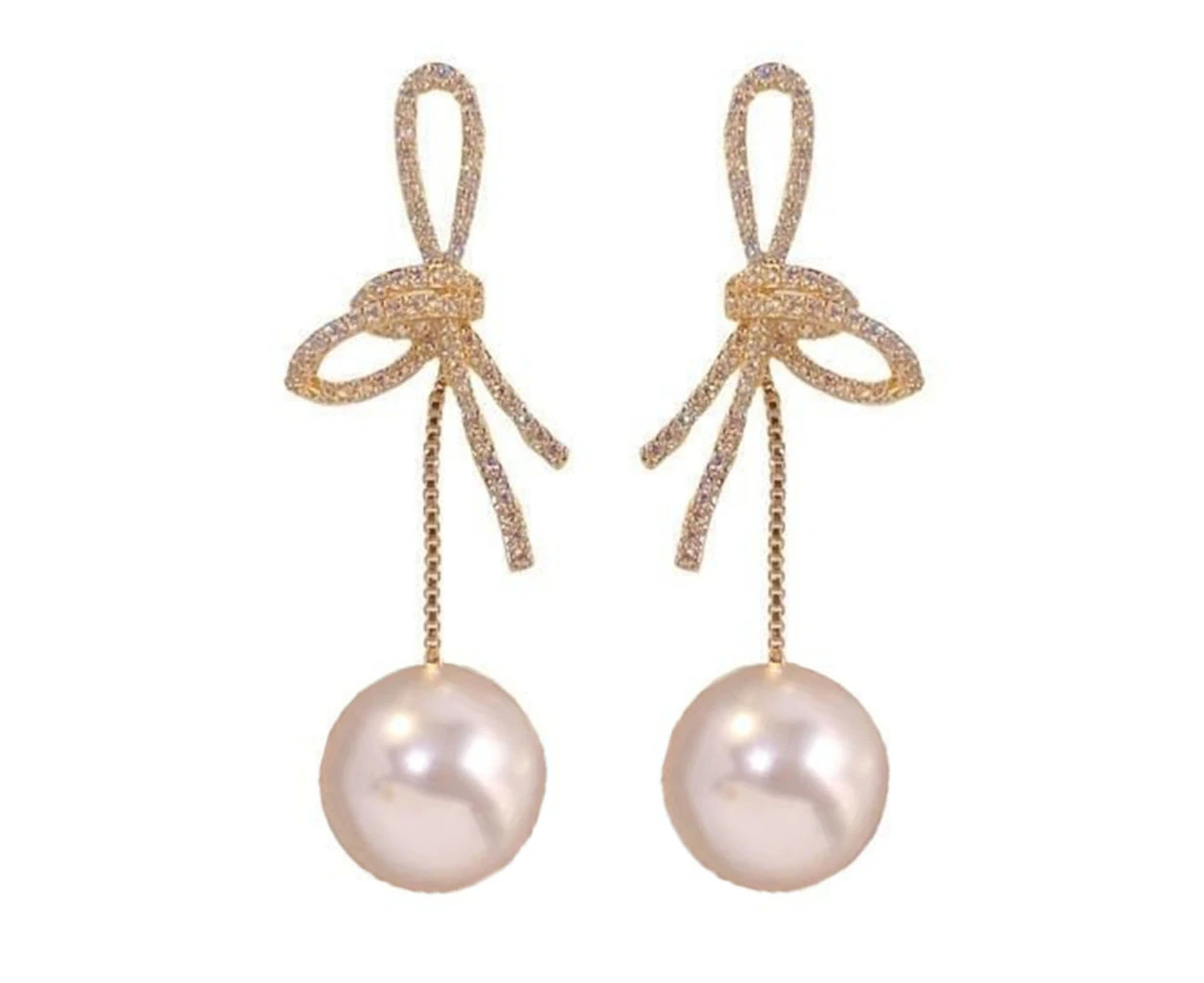 Bow pearl earrings