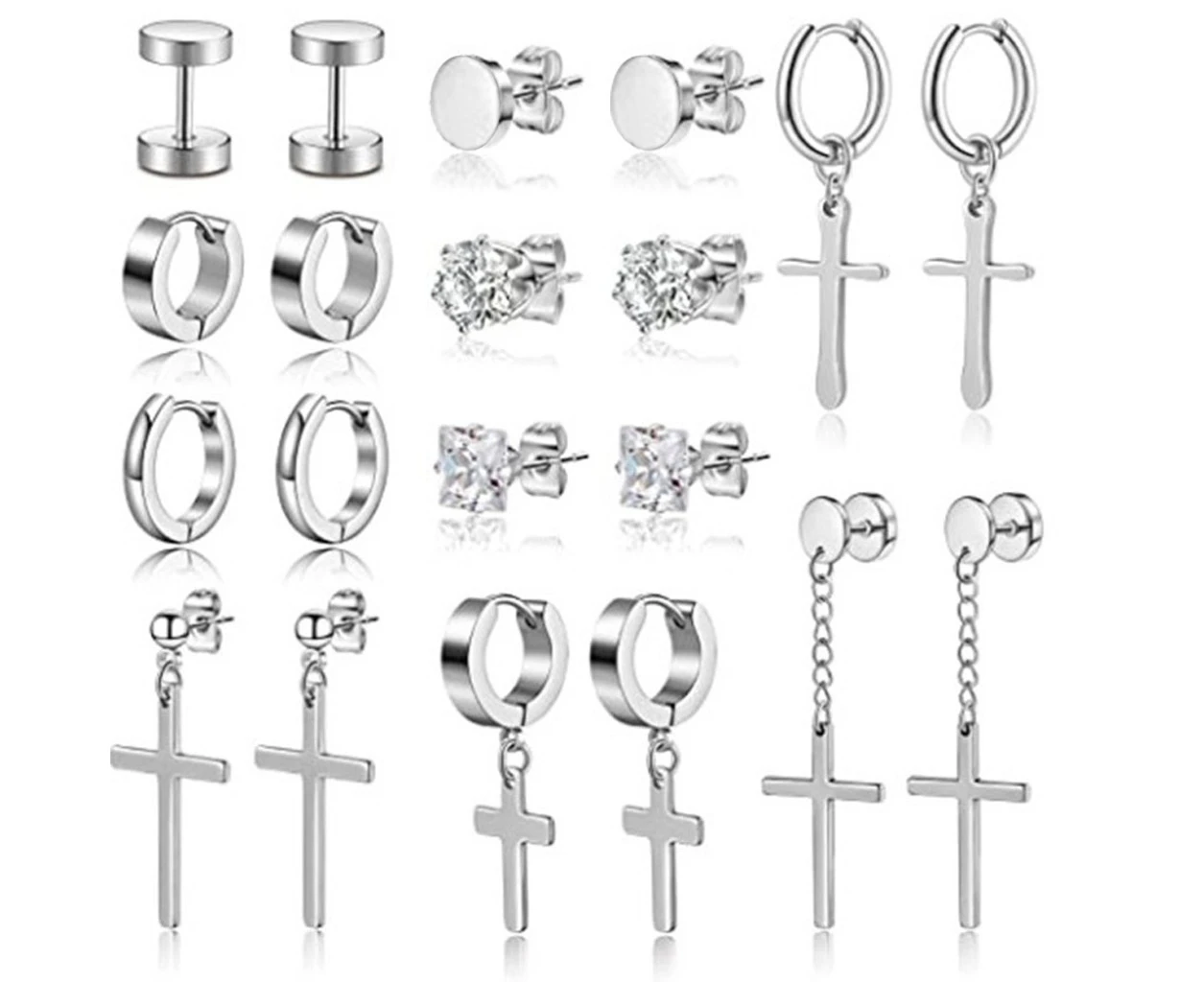 20-piece set, all-match zircon titanium steel earring set