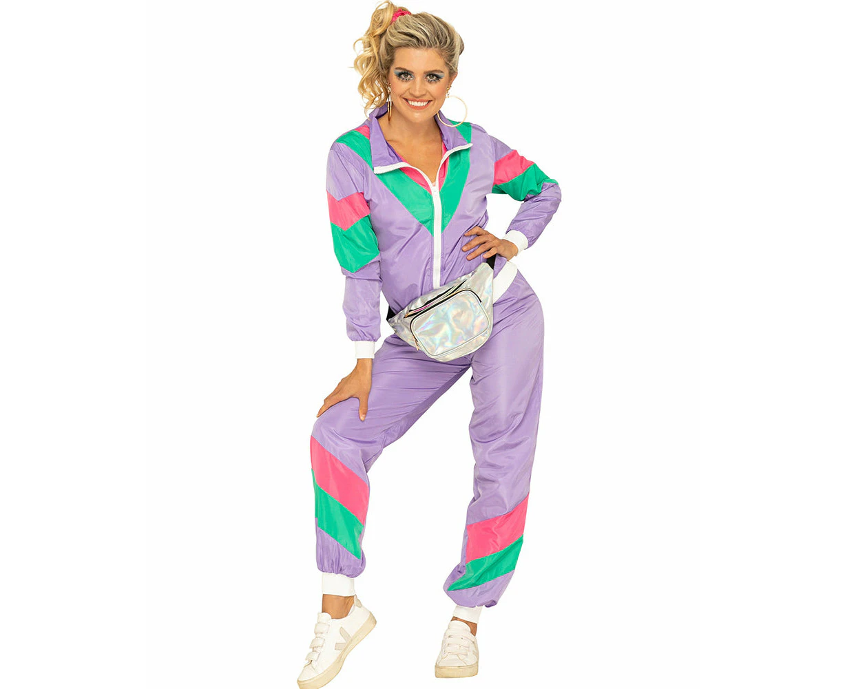 80s Purple Tracksuit Womens Costume