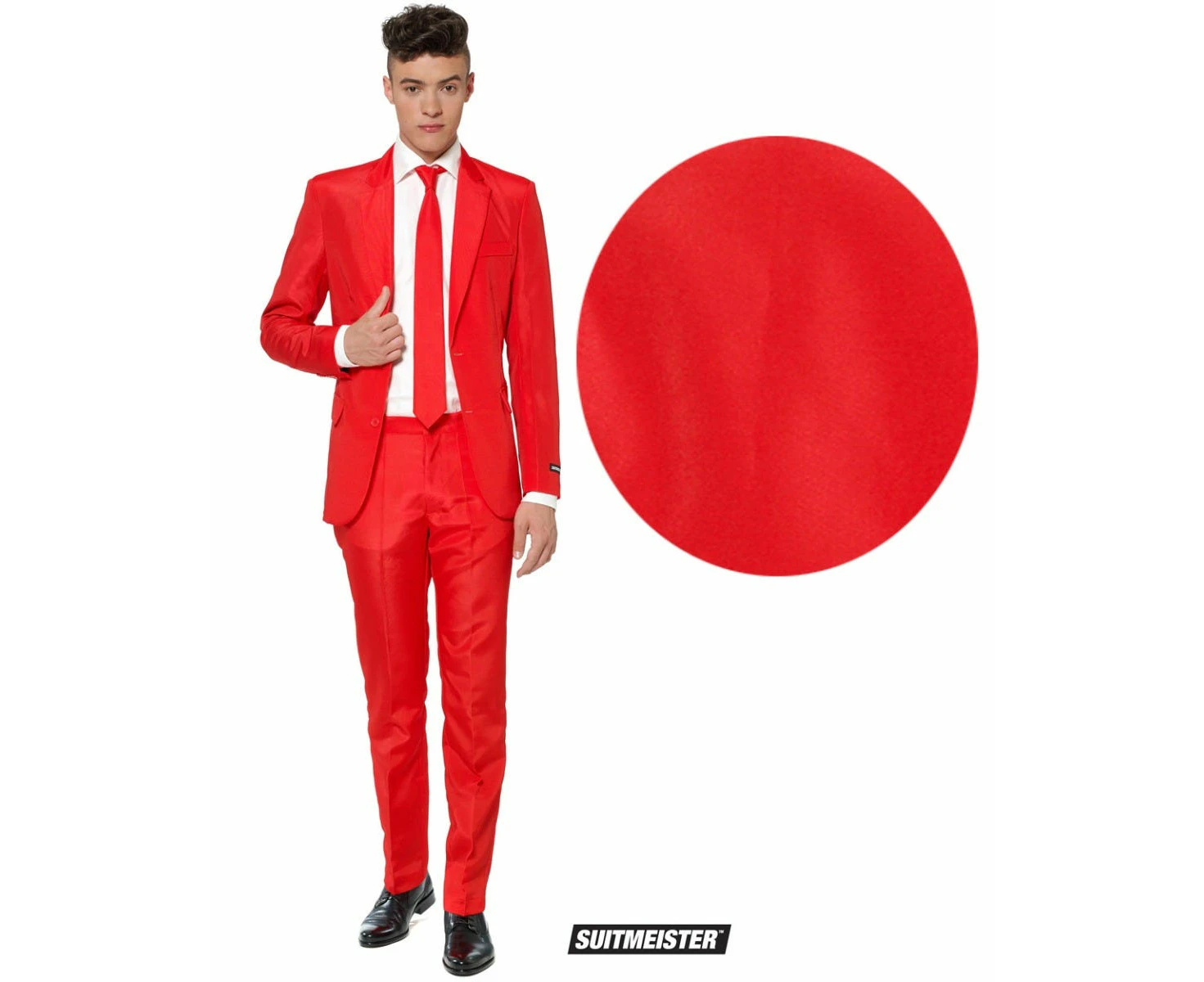 Suitmiester Solid Red Mens Suit