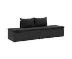 Sun Bed with Cushions Poly Rattan Black