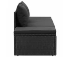 Sun Bed with Cushions Poly Rattan Black