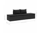 Sun Bed with Cushions Poly Rattan Black