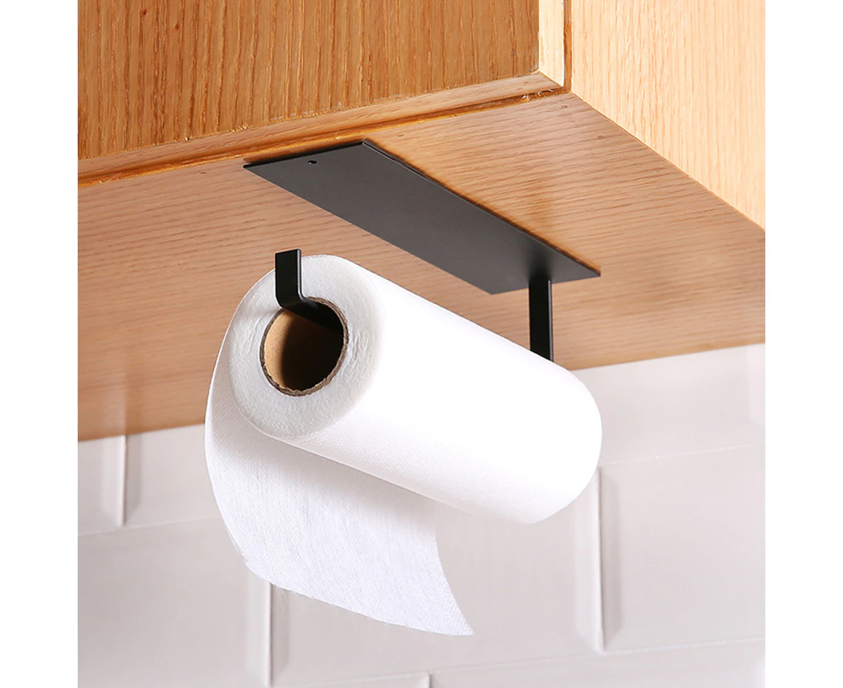 Bathroom Tissue Box Bathroom No-Punch Toilet Paper Holder Restroom Roll Holder Wall Mounted Toilet Tissue Box - Black