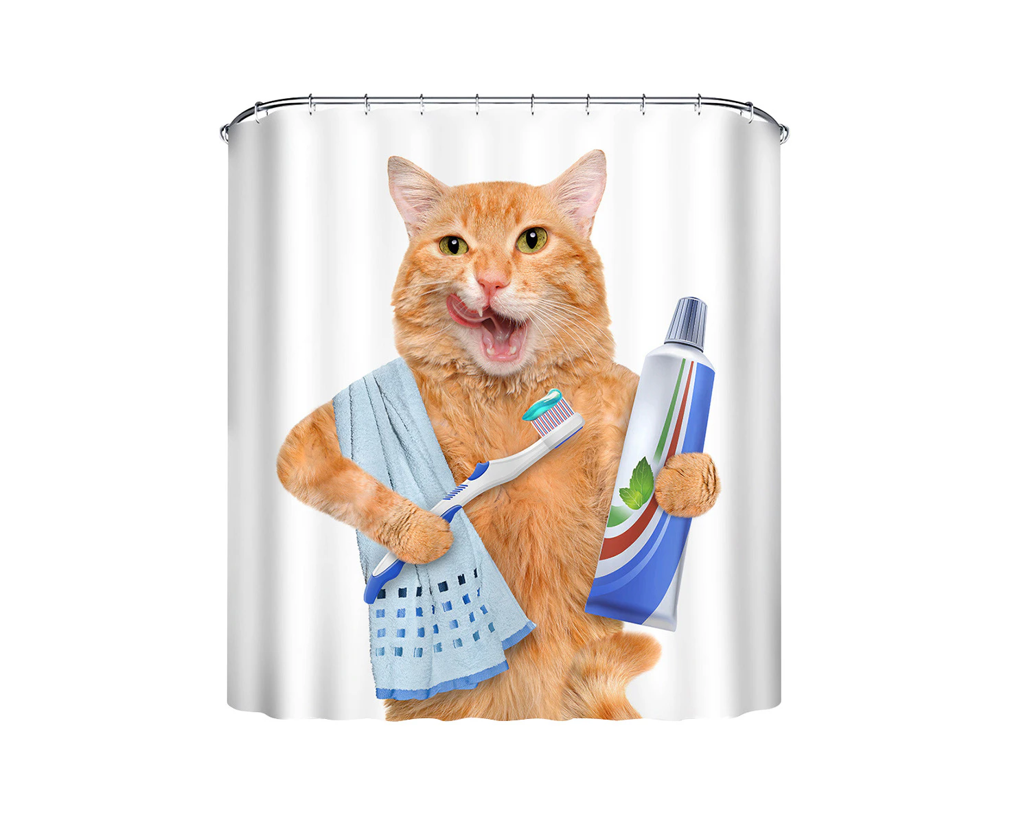 Waterproof Bathroom Shower Curtain Cartoon Cat Bathtub Curtain Polyester Fiber Curtain-150x180cm