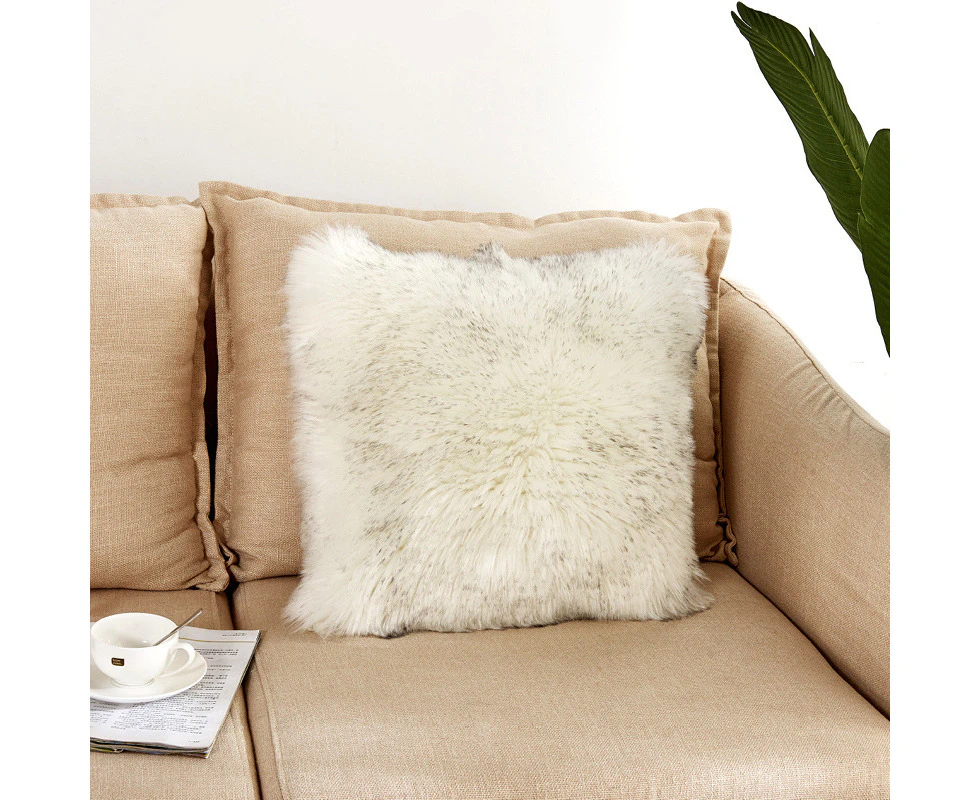 40*40cm Artificial Wool Leather Soft Plush Pillowcase Cushion Cover-White/Black