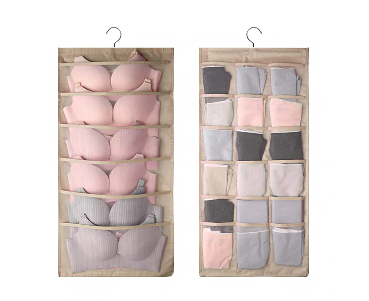 Multifunctional Underwear Double Sided Organizer Hanging Bag-Khaki