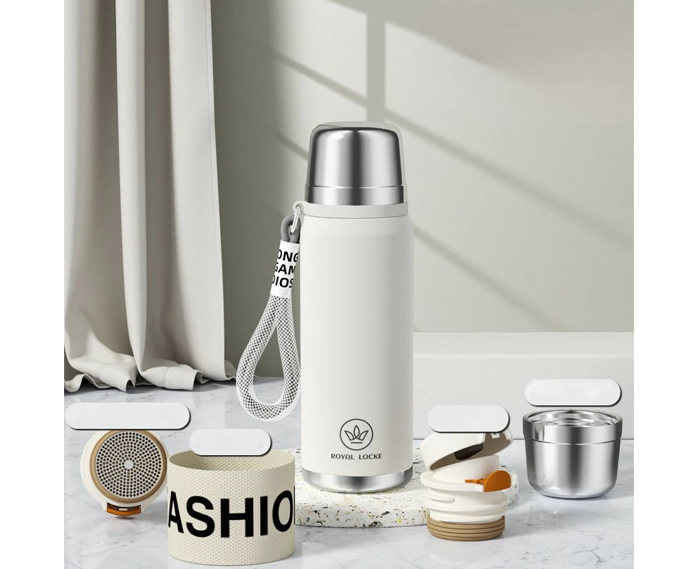 15.2 oz Insulated Water Bottle Stainless Steel,BPA-Free Leakproof Stainless Steel Flask For Sports,Travel-Dark White