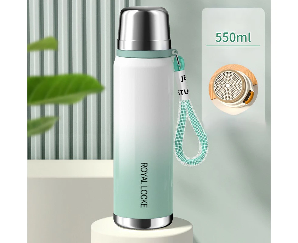 550ml Insulated Stainless Steel Water Bottle,BPA Free Leakproof Thermos Bottle,Keep Drinks Hot or Cold For Hours-Green