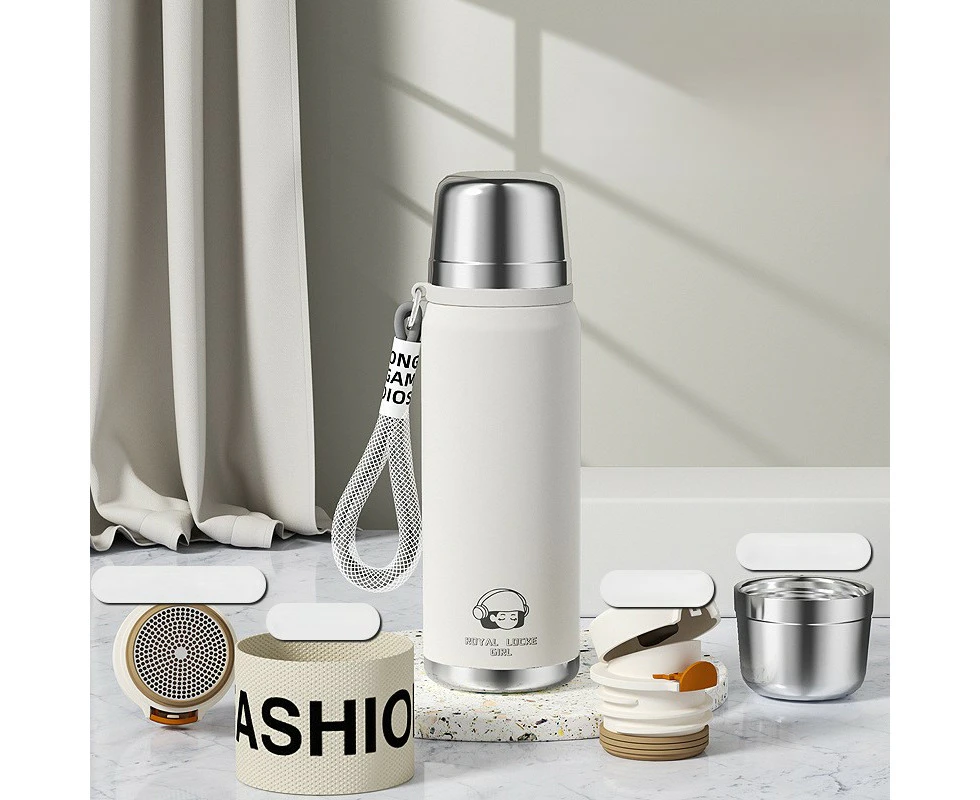 15.2 oz Insulated Water Bottle Stainless Steel,BPA-Free Leakproof Stainless Steel Flask For Sports,Travel-Light White