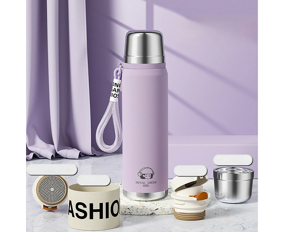 18.5 oz Insulated Water Bottle Stainless Steel,BPA-Free Leakproof Stainless Steel Flask For Sports,Travel-Purple