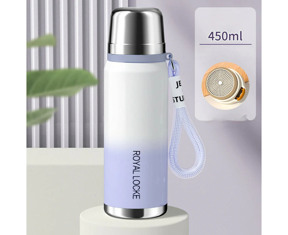 450ml Insulated Stainless Steel Water Bottle,BPA Free Leakproof Thermos Bottle,Keep Drinks Hot or Cold For Hours-Purple