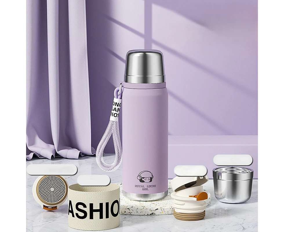 15.2 oz Insulated Water Bottle Stainless Steel,BPA-Free Leakproof Stainless Steel Flask For Sports,Travel-Purple