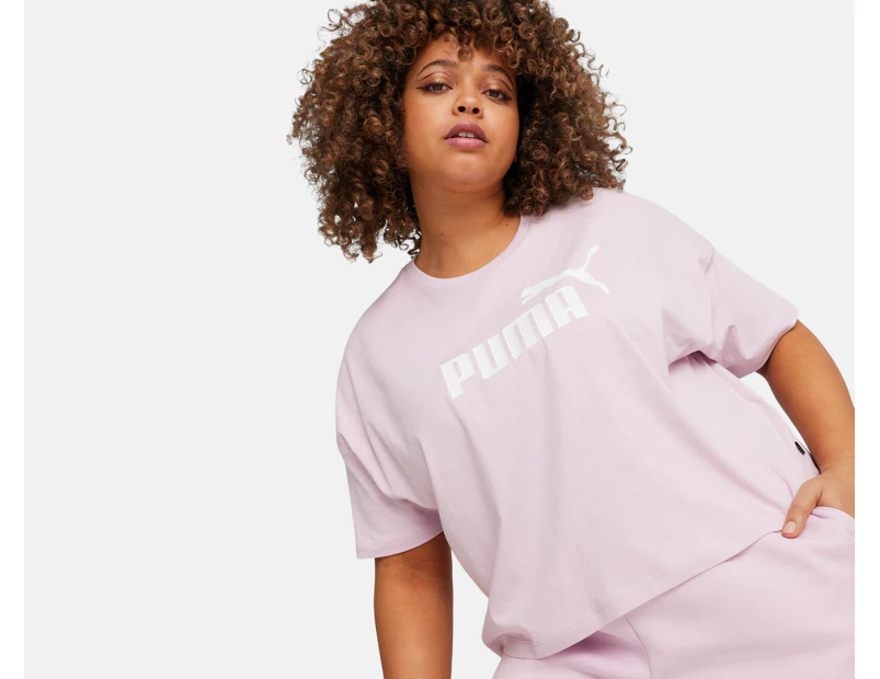 Puma Women's Essentials Cropped Logo Tee / T-Shirt / Tshirt - Grape Mist