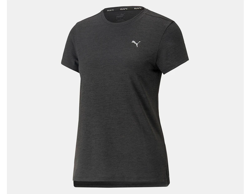 Puma Women's Run Favourite Heather Tee / T-Shirt / Tshirt - Black