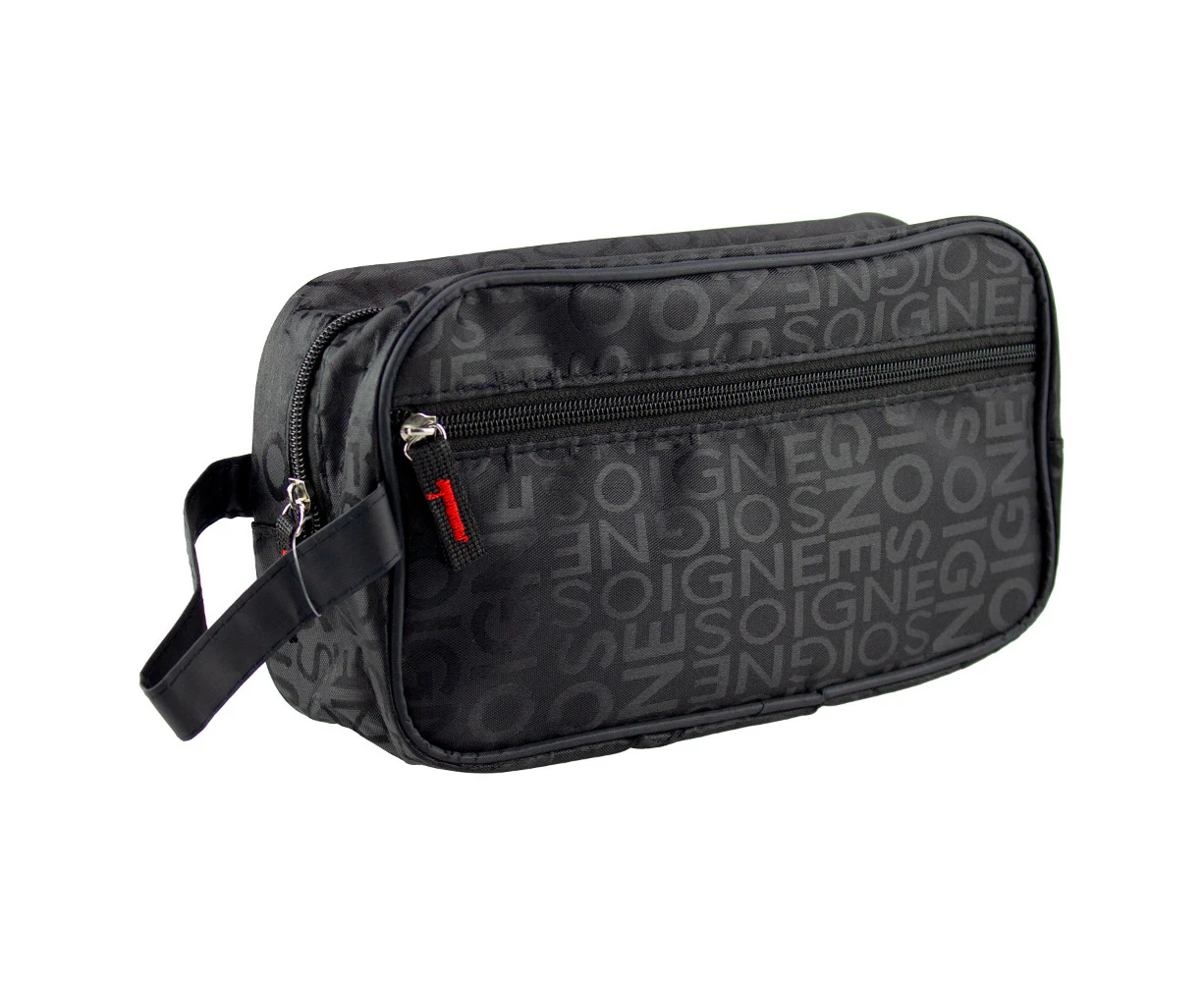 Crewman Plaid Word Design Gray Color Toiletry Bag