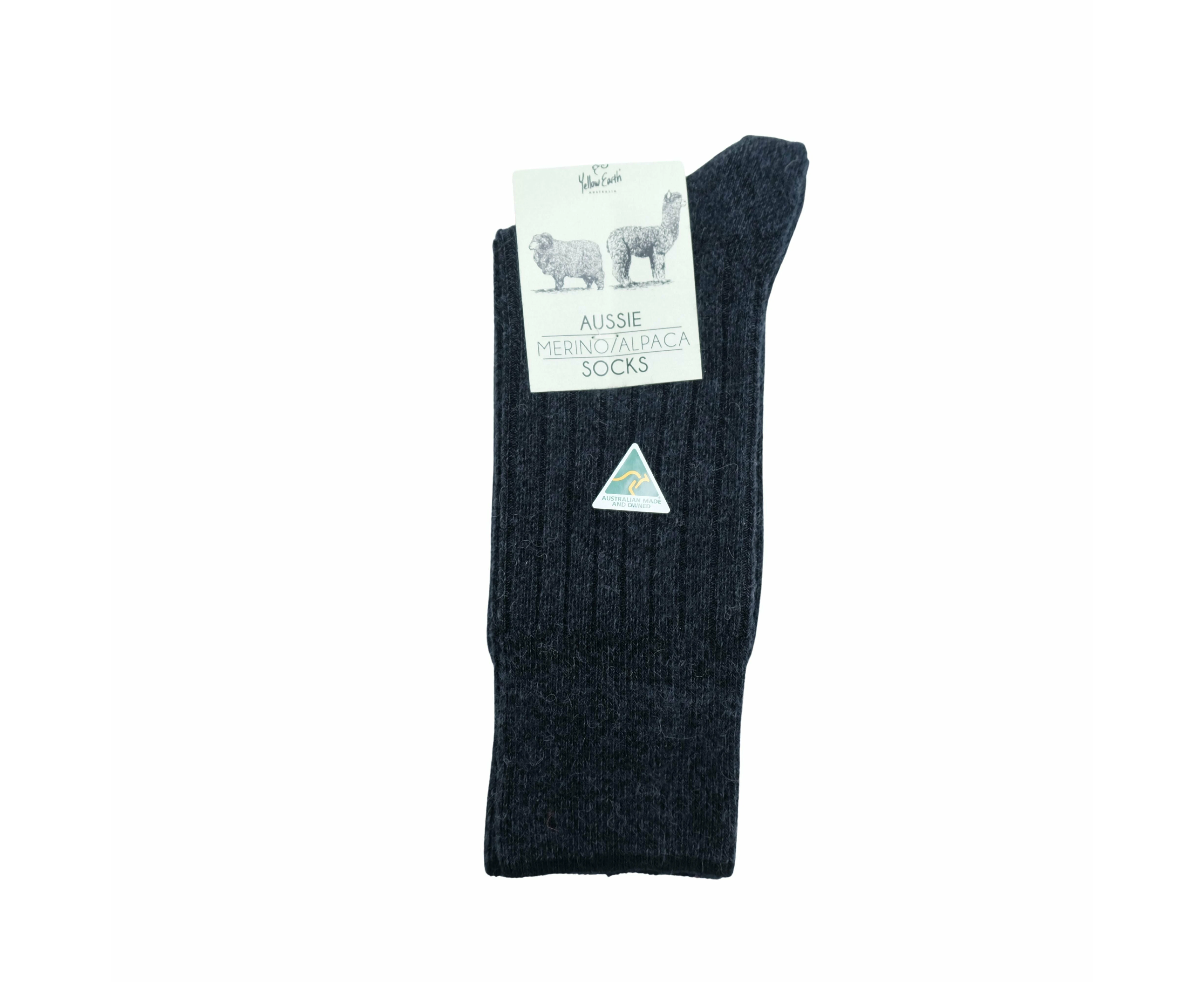 Yellow Earth Australia - Australian Merino & Alpaca Wool Blend Men's Socks - CHARCOAL