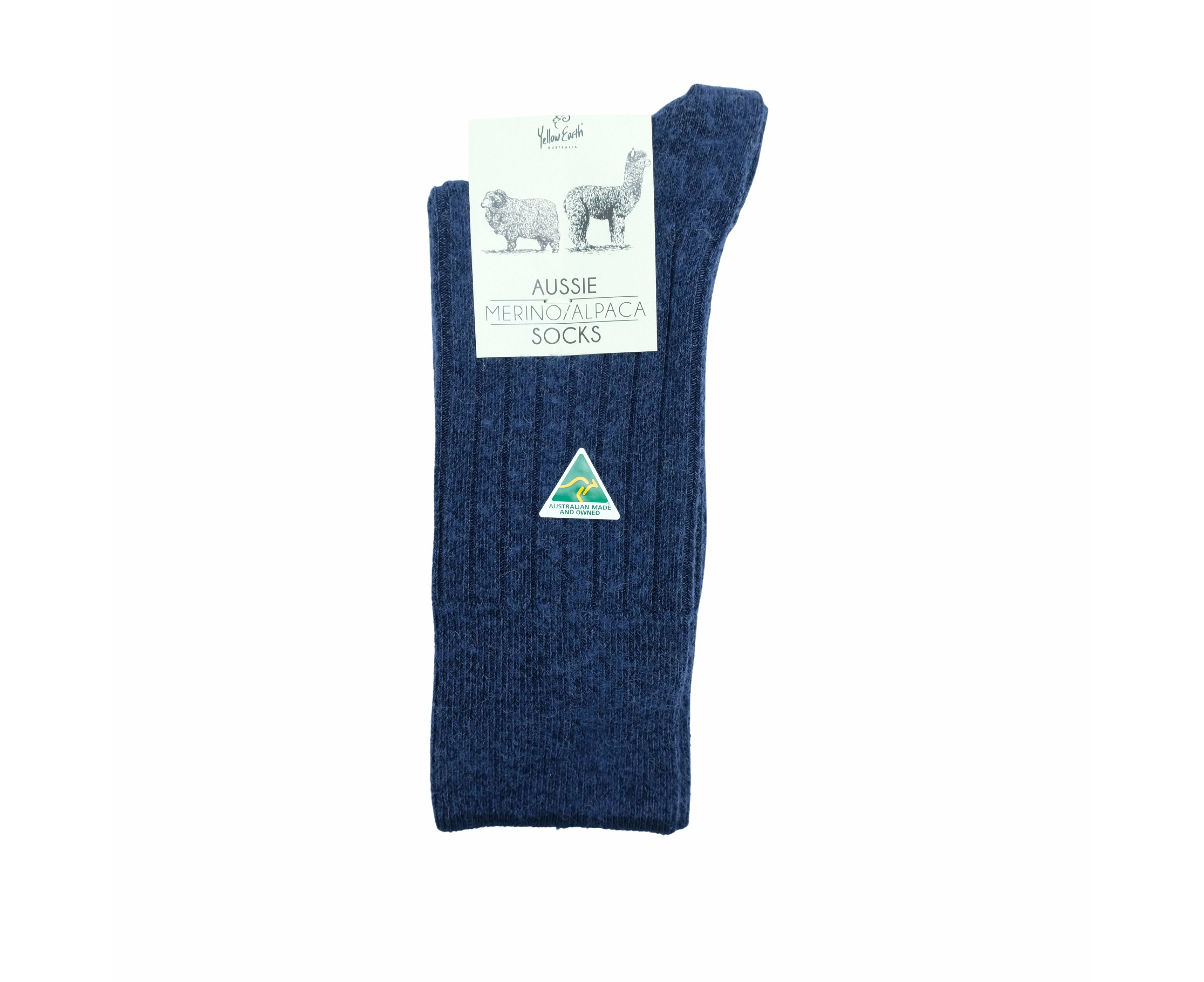 Yellow Earth Australia - Australian Merino & Alpaca Wool Blend Men's Socks - NAVY