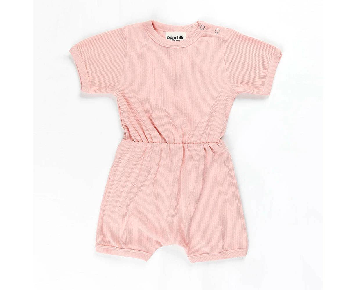 Ponchik Babies + Kids - Ribbed Cotton Romper - Lemonade