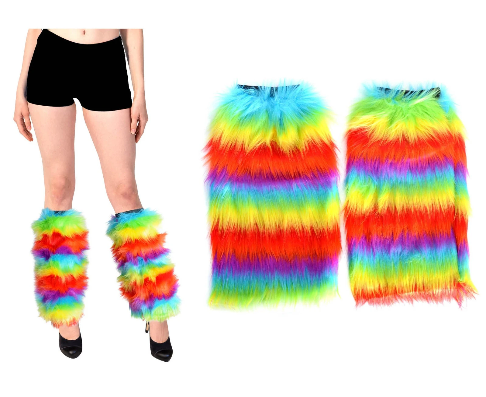 1 Pair Fluffy Leg Warmers Rainbow Gay Pride LGBTQ