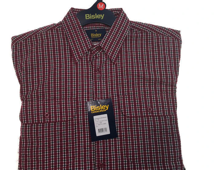 BISLEY SEERSUCKER SHORT SLEEVE SHIRT Plus King Size Work Cotton Blend Check - BS2770_CBKR (BKR)