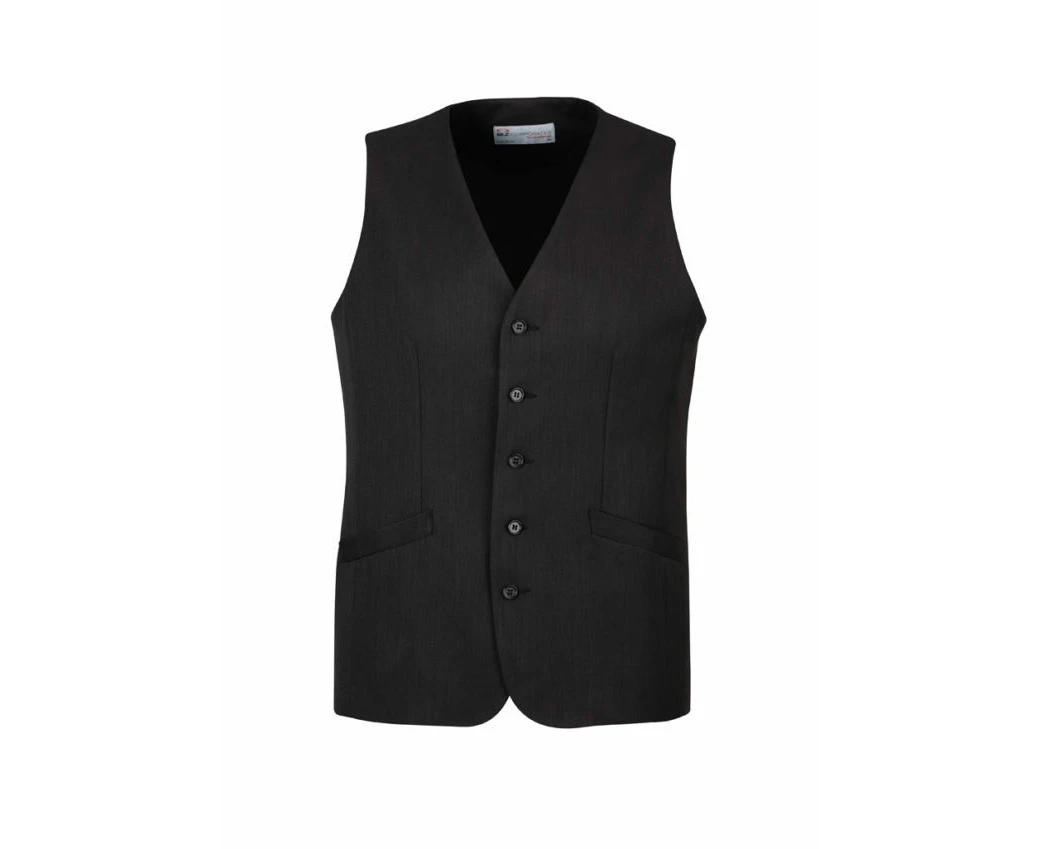 Mens Bamboo Blend Longline Vest Waistcoat w/ Stretch Business Forrnal Dress - Charcoal - 97