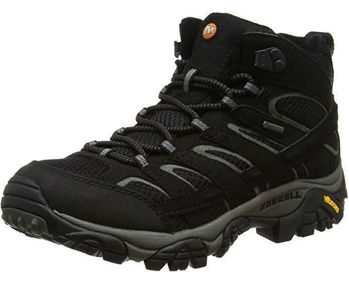 Merrell Mens Moab 2 MID GTX Hiking Shoes Boots Trail Outdoor Mountain - Black