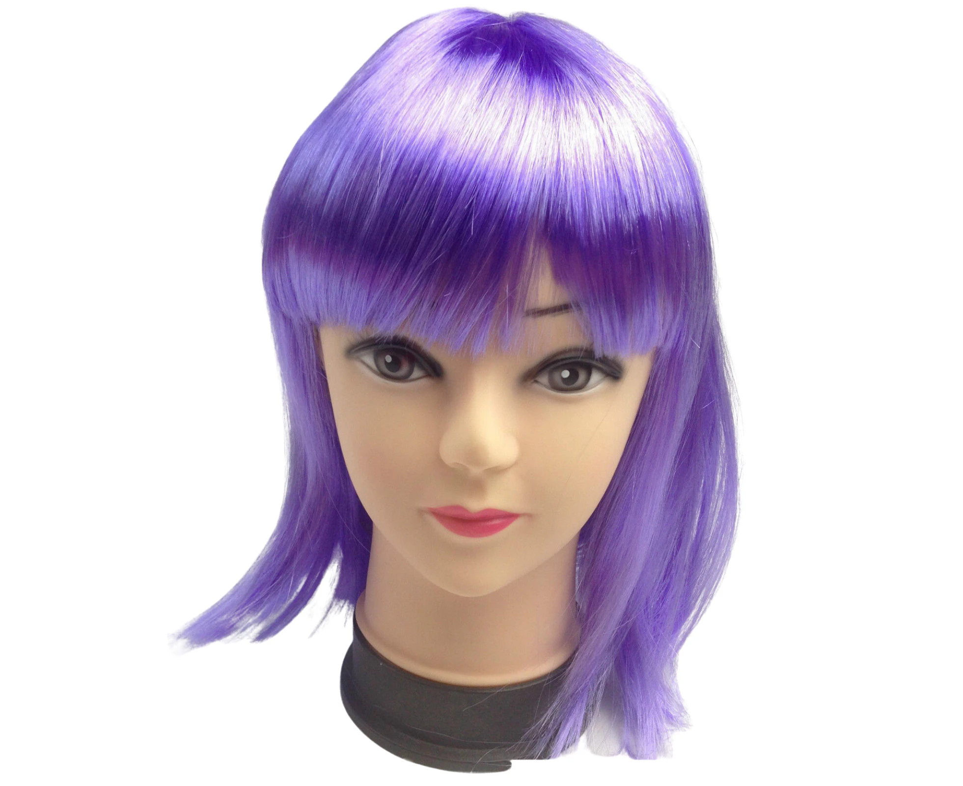 Bob Wig Costume Short Straight Fringe Cosplay Party Full Hair Womens Fancy Dress - Purple