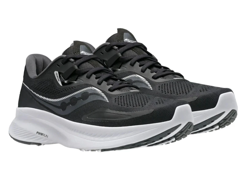 Saucony Womens Guide 15 Wide Athletic Sneakers Running Shoes - Black/White