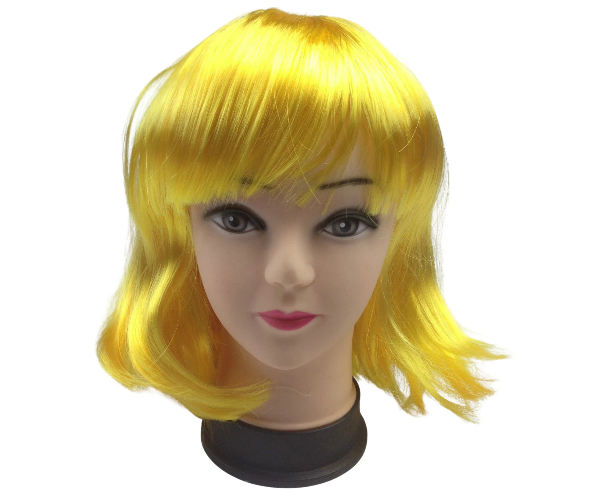 Bob Wig Costume Short Straight Fringe Cosplay Party Full Hair Womens Fancy Dress - Yellow