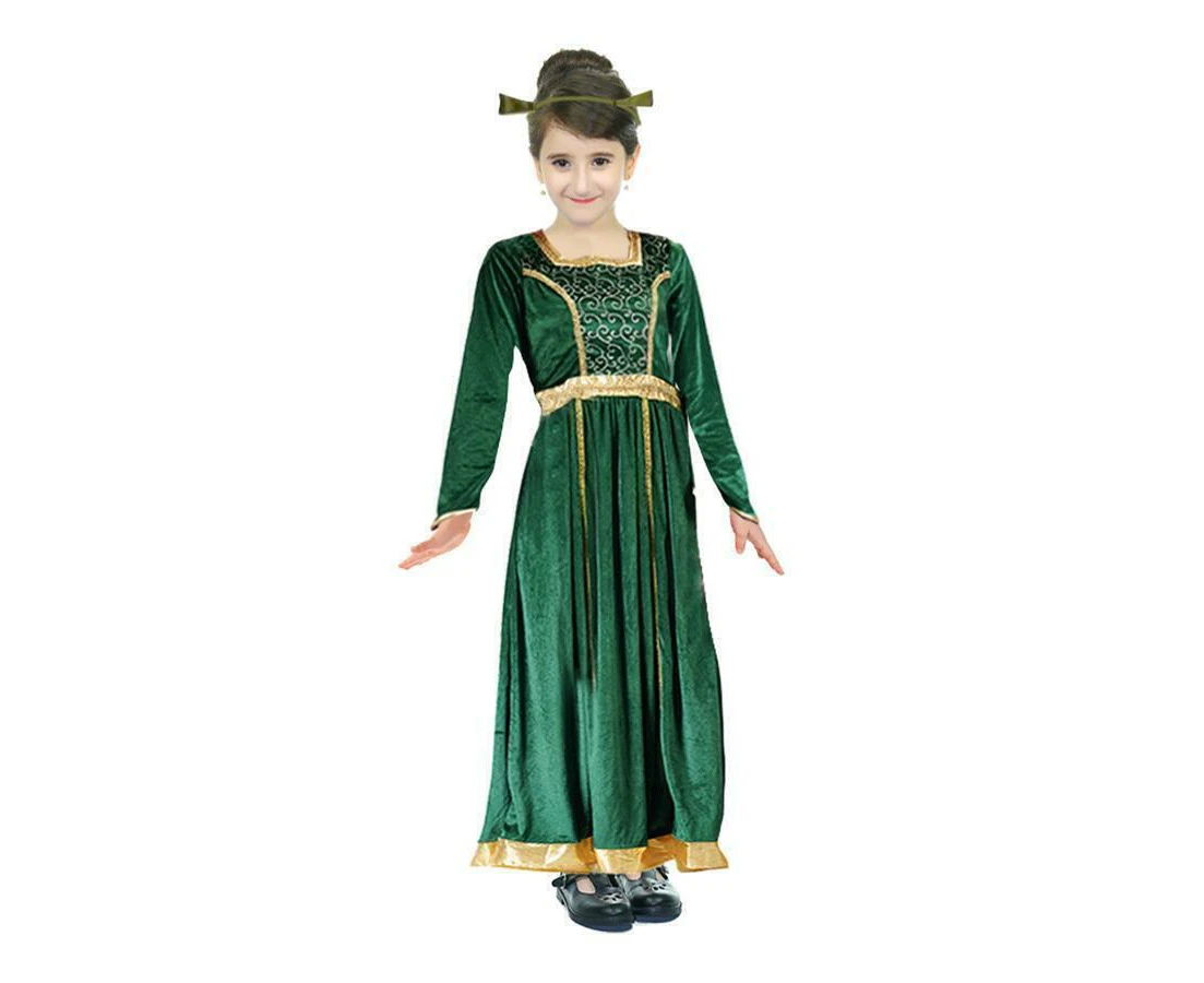 Kids Shrek Ogre Princess Fiona Costume Dress Up Book Week Party Childrens - Green