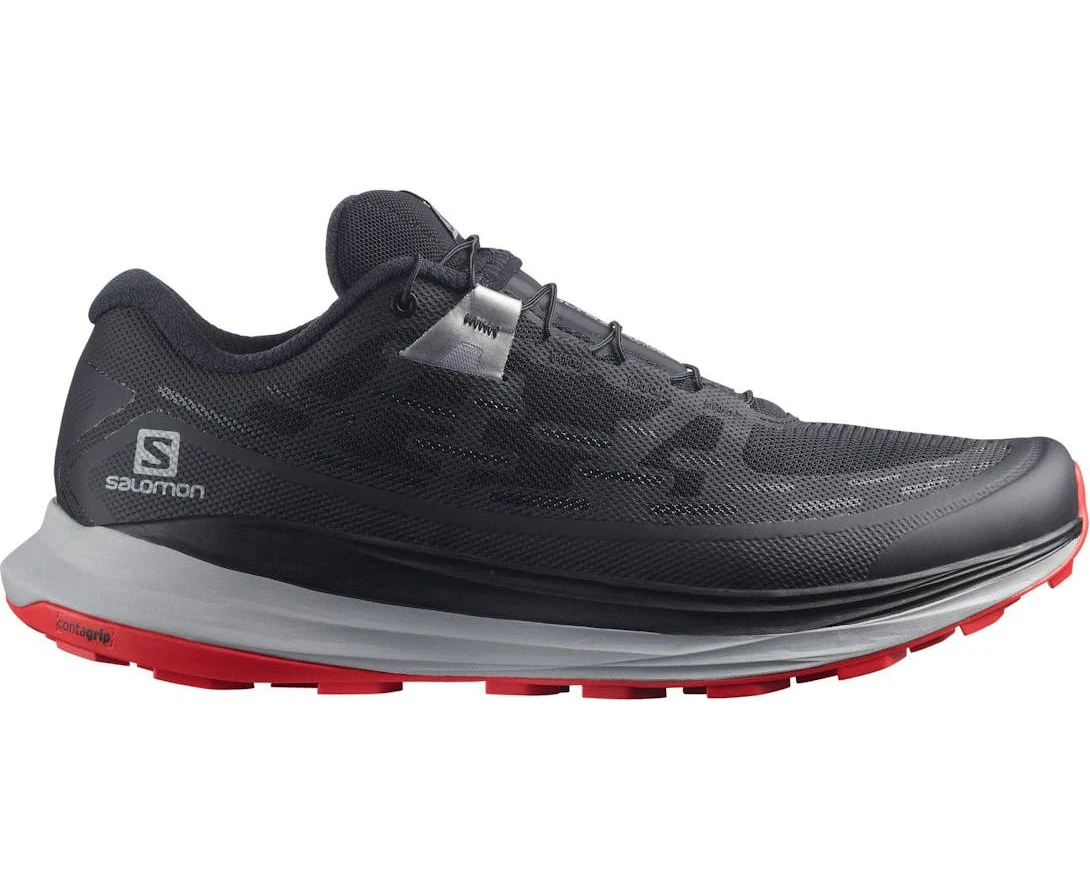 Salomon Mens Ultra Glide Wide Sneakers Shoes Runners - Black/Alloy/Goji