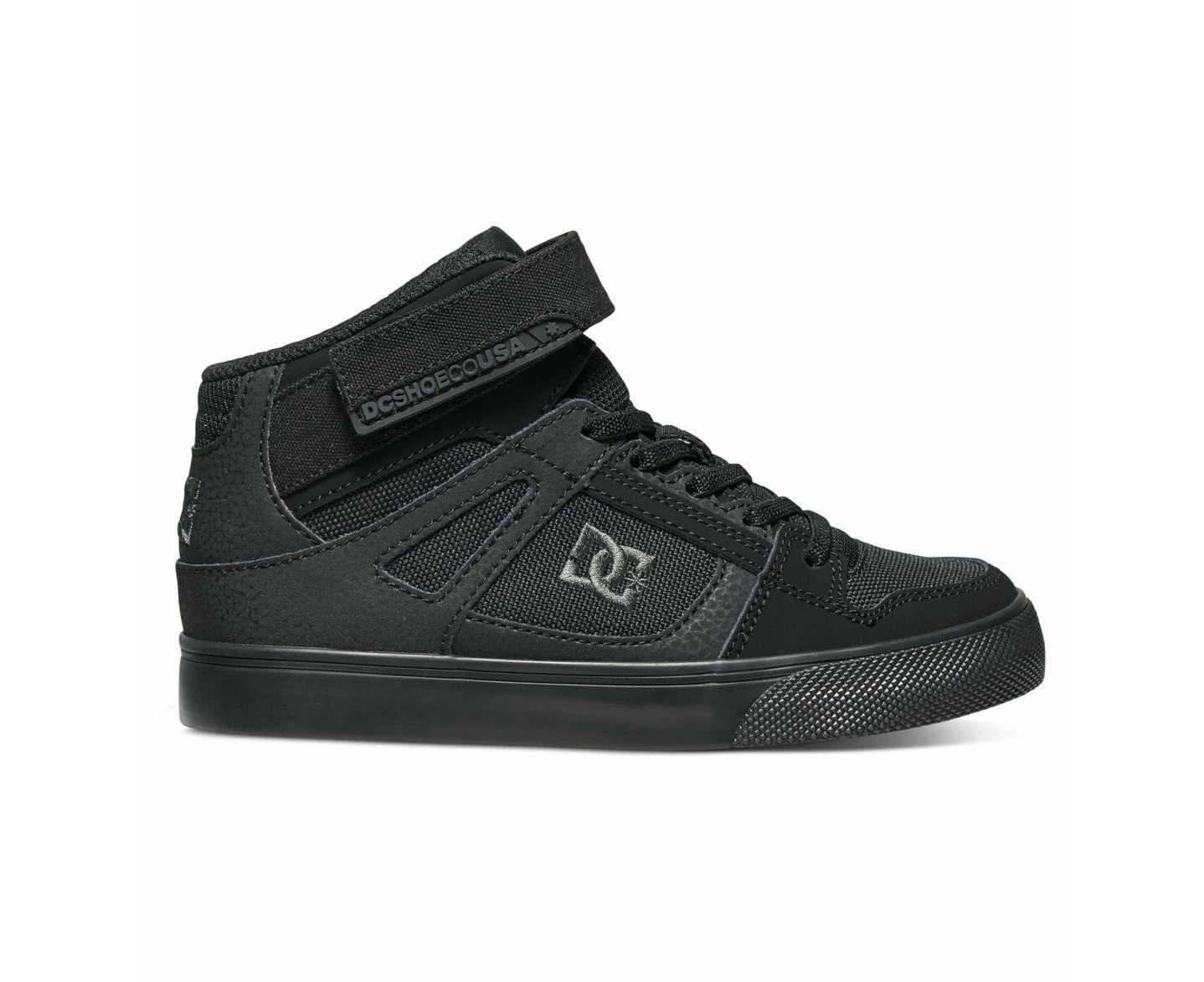 DC Youth Pure High Top Elastic Laces Velcro Black/Black/Black