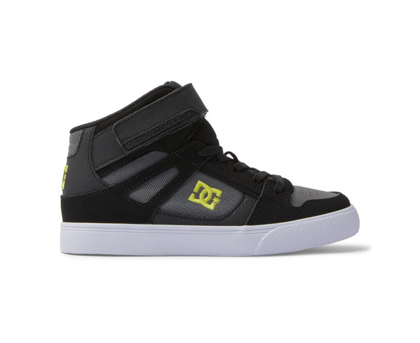 DC Youth Pure High Top Elastic Laces Velcro Black/Lime/Black