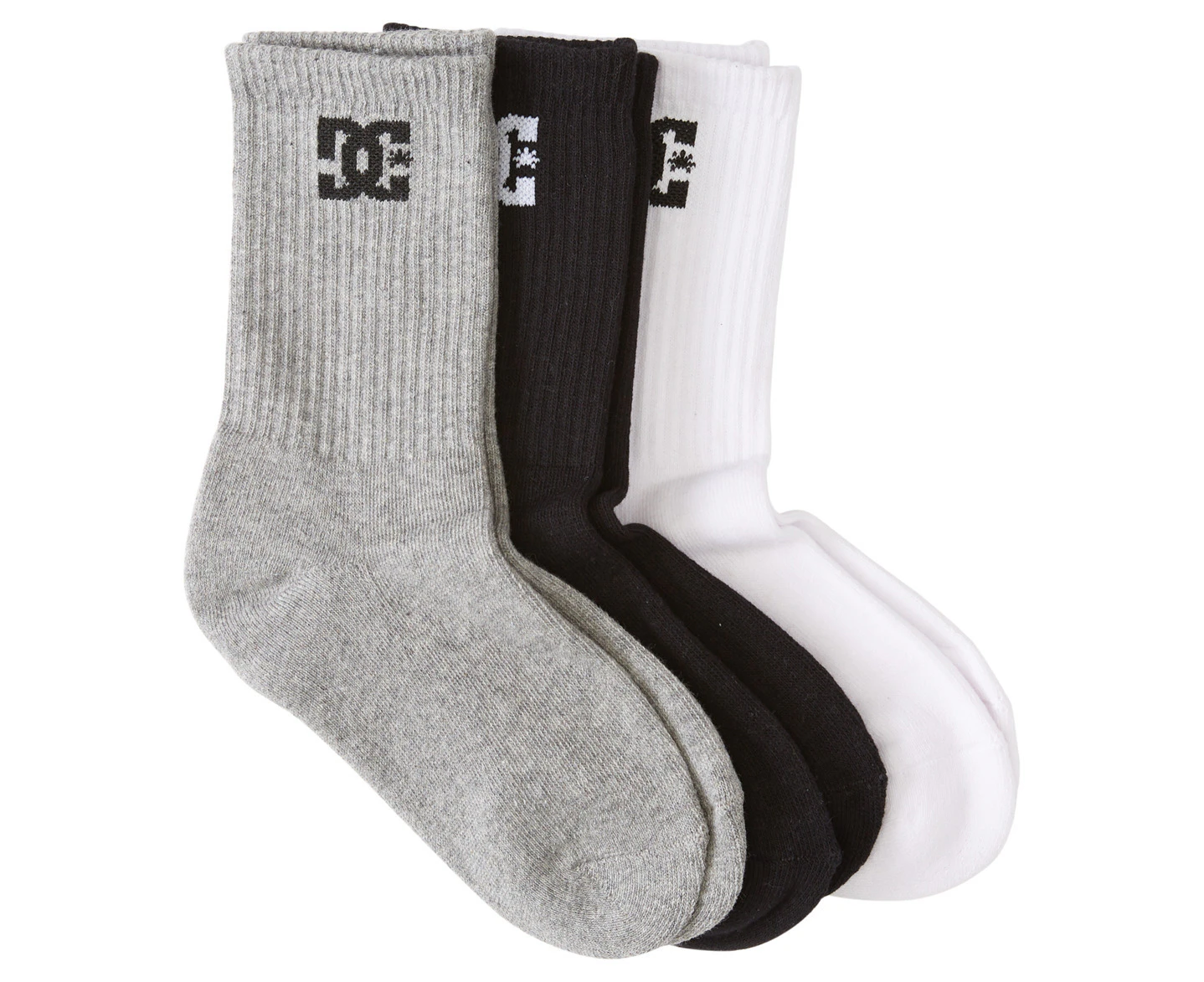 DC Youth Socks Logo Crew Grey/Black/White US 4-7