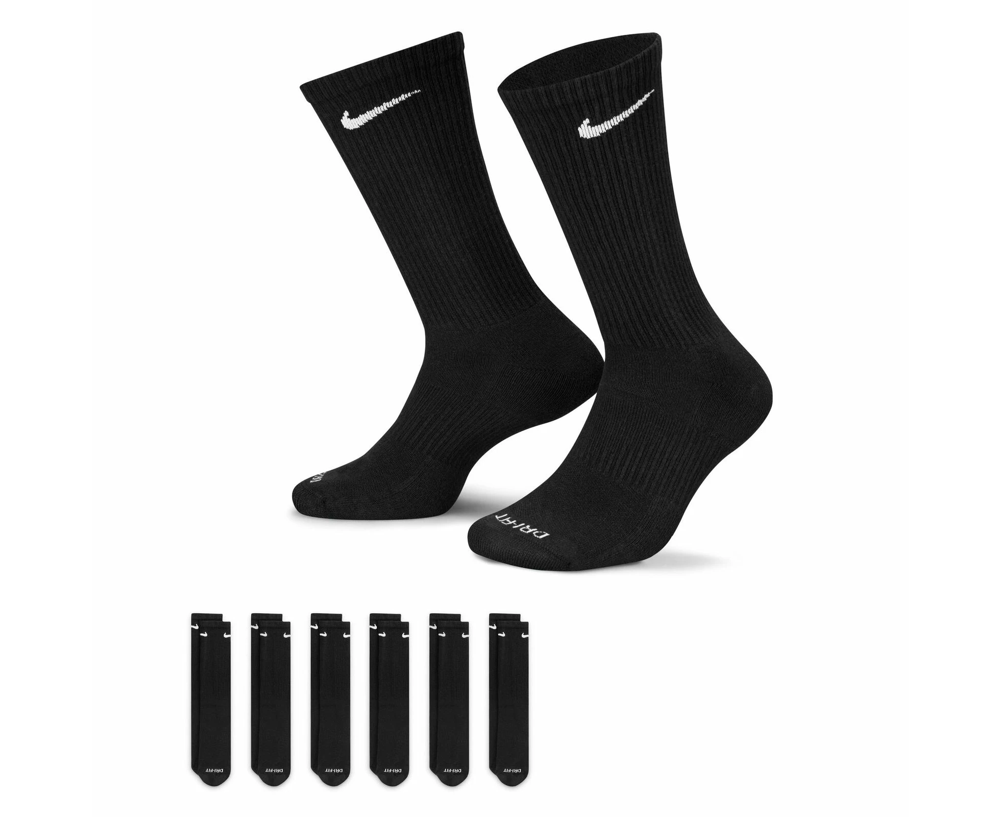 Nike SB Socks Crew 6pk Everyday Plus Black US 3-5