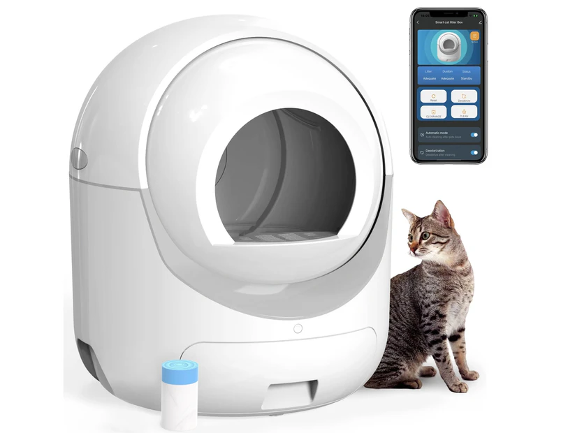 60L+10L Automatic Cat Litter Box Smart Self Cleaning WIFI APP Control, Odor Removal, Safety Protection/Suitable for Multiple Cats