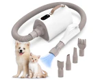 Dog Dryer Blower Grooming Pet Hair Dryer Heater with LED Touch Screen, Low Noise Adjustable Speed and Temperature, with 4 Different Nozzles for Dog/Cat