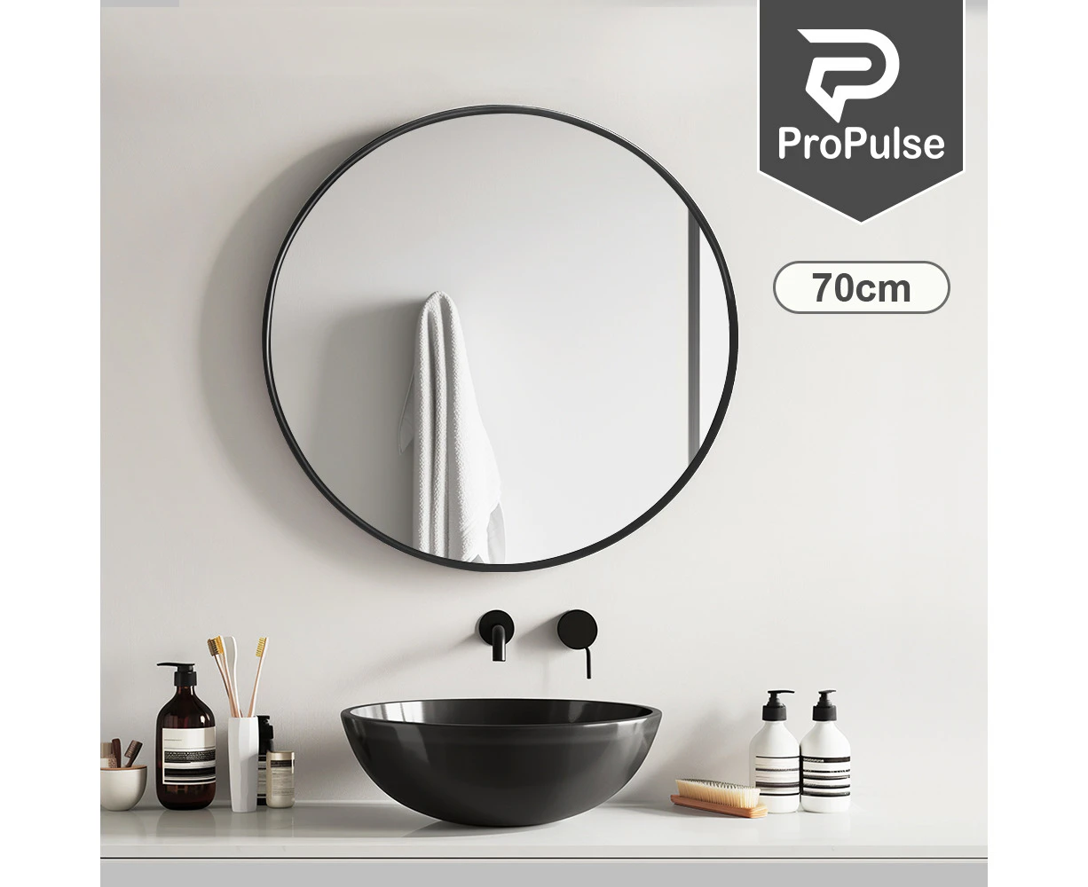 ProPulse Round Wall Mirror 70cm Bathroom Makeup Mirrors Home Decor Metal Frame