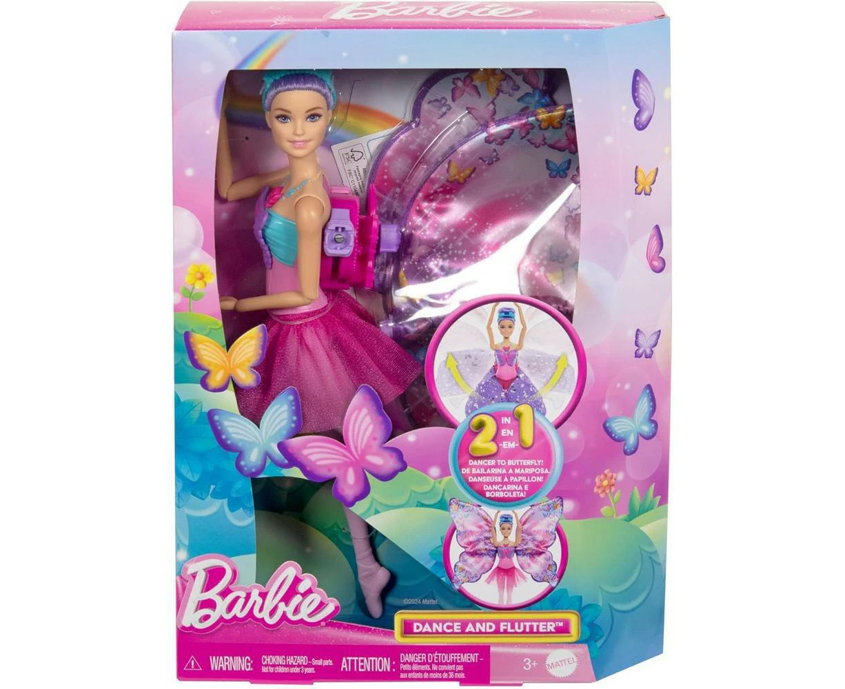 Barbie Dance and Flutter Doll with 2-in-1 Transformation from Dancer to Butterfly