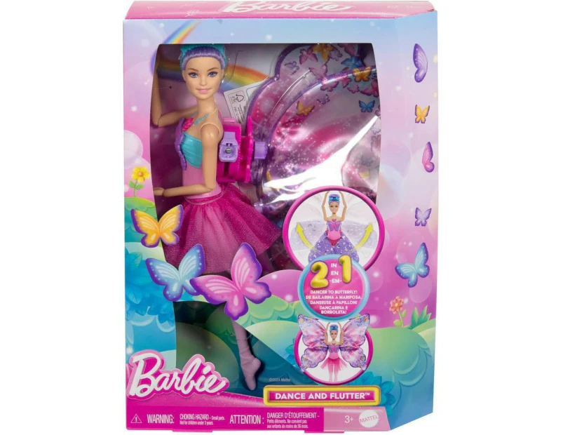 Barbie Dance and Flutter Doll with 2-in-1 Transformation from Dancer to Butterfly