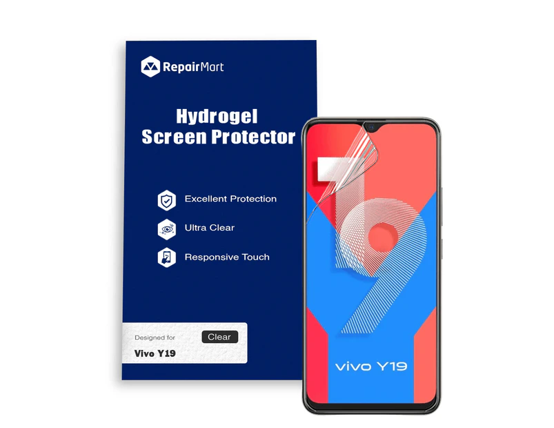 Vivo Y19 Compatible Premium Hydrogel Screen Protector With Full Coverage Ultra HD - Double Pack, High-Grade Korean Hydrogel Membrane